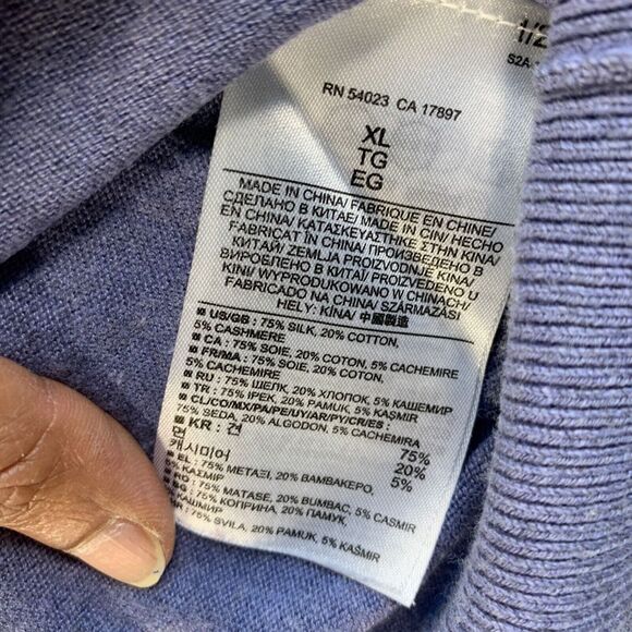 Banana Republic Sweater Mens XL Purple Luxury Blend Silk Cashmere Pullover‎ - Picture 8 of 12